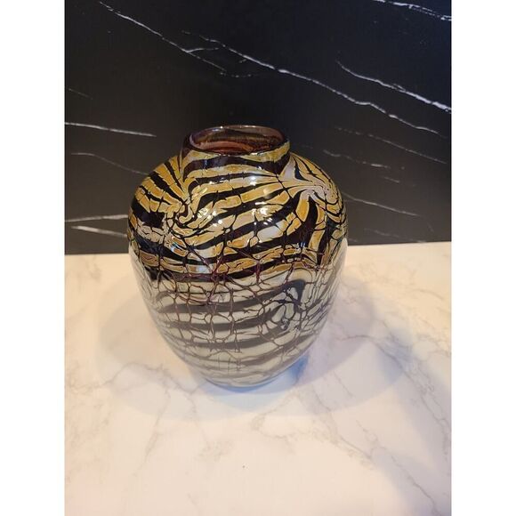 Charles Charlie Keeling CJK 2005 Iridescent Studio Art Glass Vase Signed EUC - Picture 13 of 13